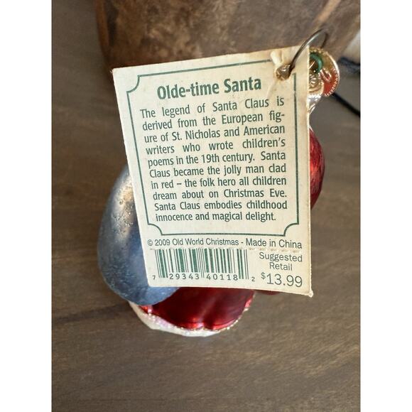 Old World Christmas Olde-Time Santa Glass Ornament 2011 OWC w/ Tag Biltmore - Picture 5 of 6